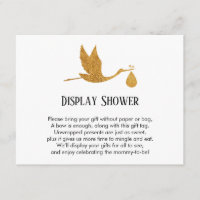 Baby shower d'affichage Gold Stork Insérer une car
