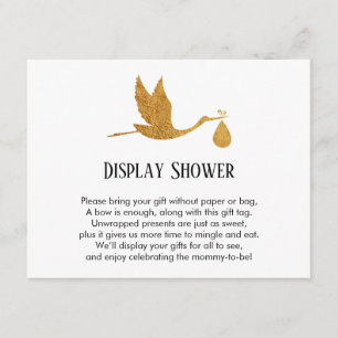 Carte D'accompagnement Baby shower d'affichage Gold Stork Insérer une car