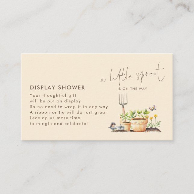 Carte D'accompagnement Baby shower d'affichage Little Sprout (Devant)