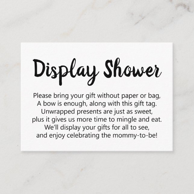 Carte D'accompagnement Baby shower d'affichage noir et blanc simple sans  (Devant)
