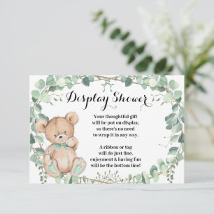 Carte D'accompagnement Baby shower d'affichage Or Bear Greenery