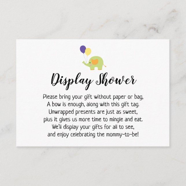 Carte D'accompagnement Baby shower d'affichage simple Insertion avec élép (Devant)