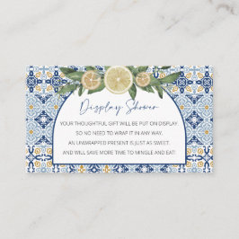 Carte D'accompagnement Baby shower d'affichage, thème italien non emballé
