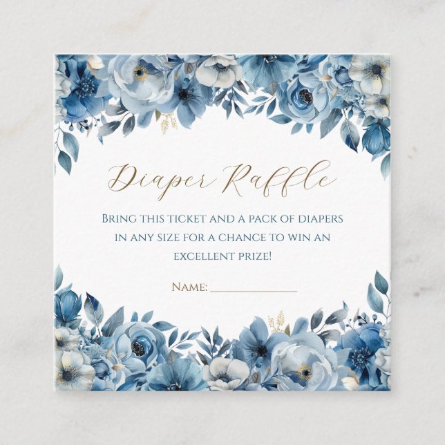 Carte D'accompagnement Baby shower d'aquarelle Florale bleu moderne (Devant)