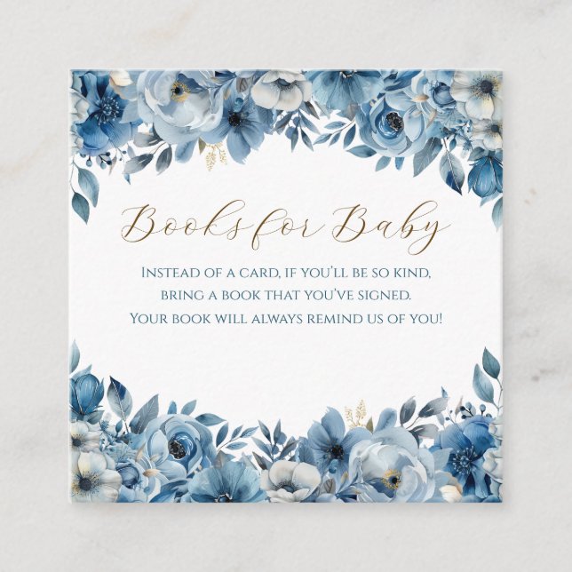 Carte D'accompagnement Baby shower d'aquarelle Florale bleu moderne (Devant)
