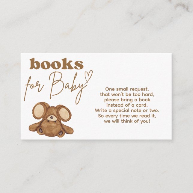 Carte D'accompagnement Baby shower d'attente moderne demande de livres (Devant)