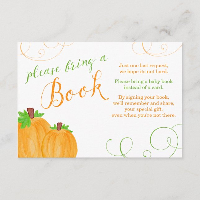 Carte D'accompagnement Baby shower d'automne Citrouille d'aquarelle Appor (Devant)