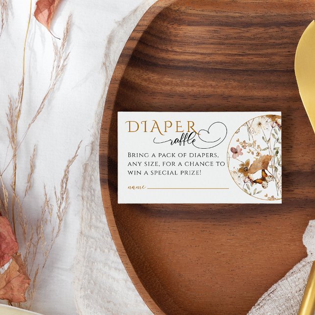 Carte D'accompagnement Baby shower d'automne Fleur sauvage aquarelle (Créateur téléchargé)