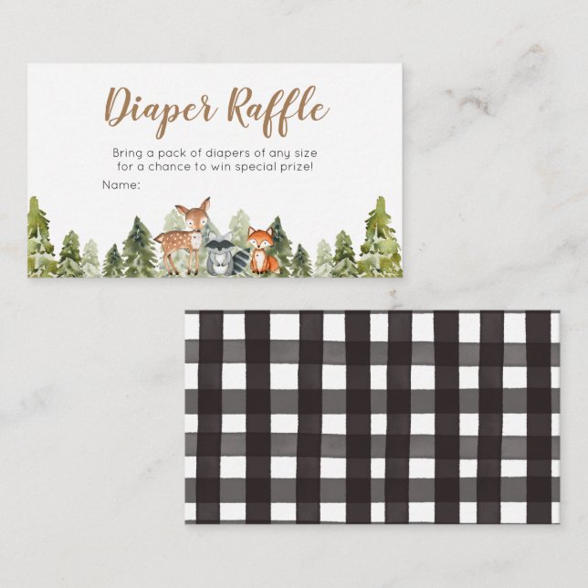 Carte D'accompagnement Baby shower d'aventure animal cerf Déchets Raffle (Devant / Derrière)