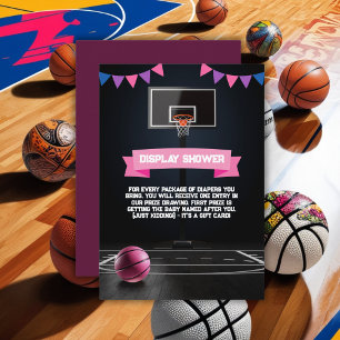 Carte D'accompagnement Baby shower de basket-ball rose