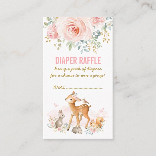 Carte D'accompagnement Baby shower de bois Fleurs roses Raffin (Devant)