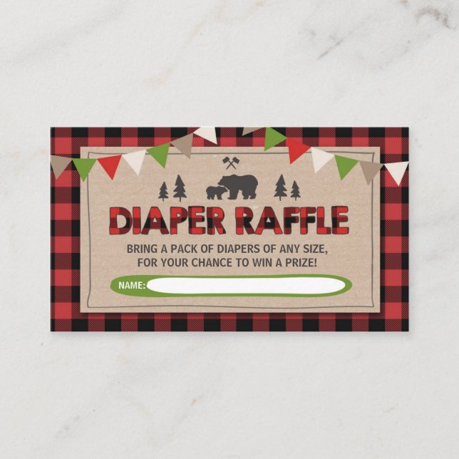 Carte D'accompagnement Baby shower de bûcheron de louveteau Raffle Bois d (Devant)
