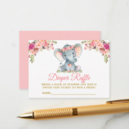Carte D'accompagnement Baby shower de calciné à feuilles rose éléphant