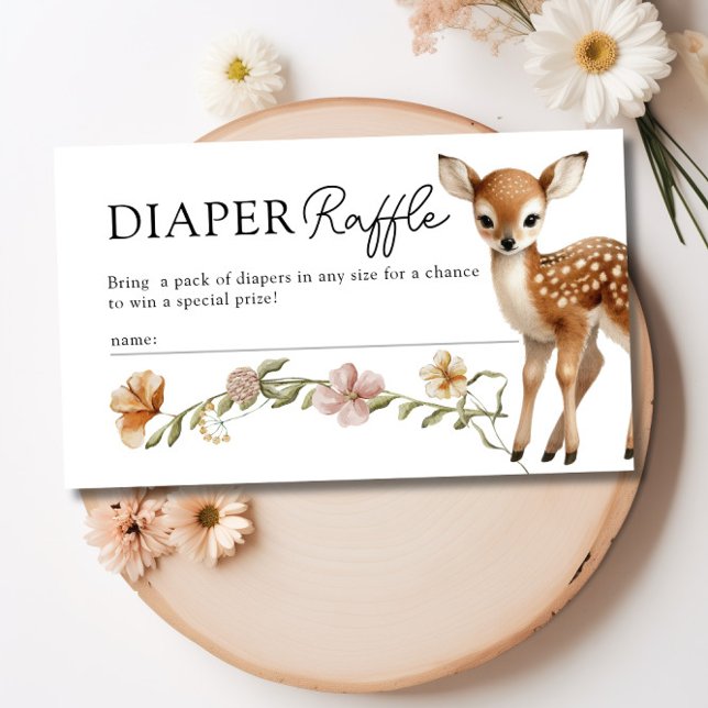 Carte D'accompagnement Baby shower de carafe de la forêt forestière (Woodland Forest Animals Diaper Raffle Baby Shower Enclosure Card)