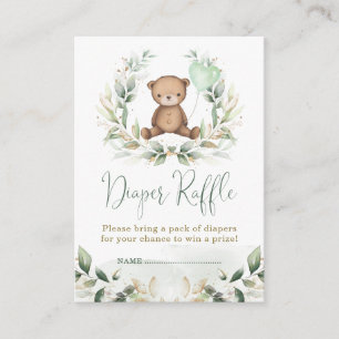 Carte D'accompagnement Baby shower de carafe de l'ours doré vert