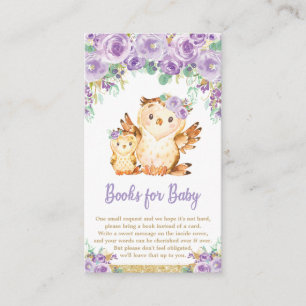 Carte D'accompagnement Baby shower de Chouette Florale violette Apportez 