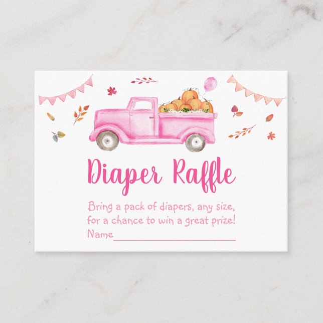 Carte D'accompagnement Baby shower de Citrouille de camion rose (Devant)