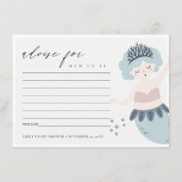 CARTE D'ACCOMPAGNEMENT BABY SHOWER DE CONSEILS MERMAID CULE BLEU BLEU