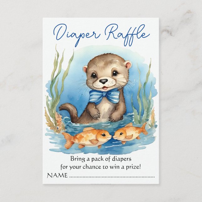Carte D'accompagnement Baby shower de couches pour bébé Otter Raffle (Devant)