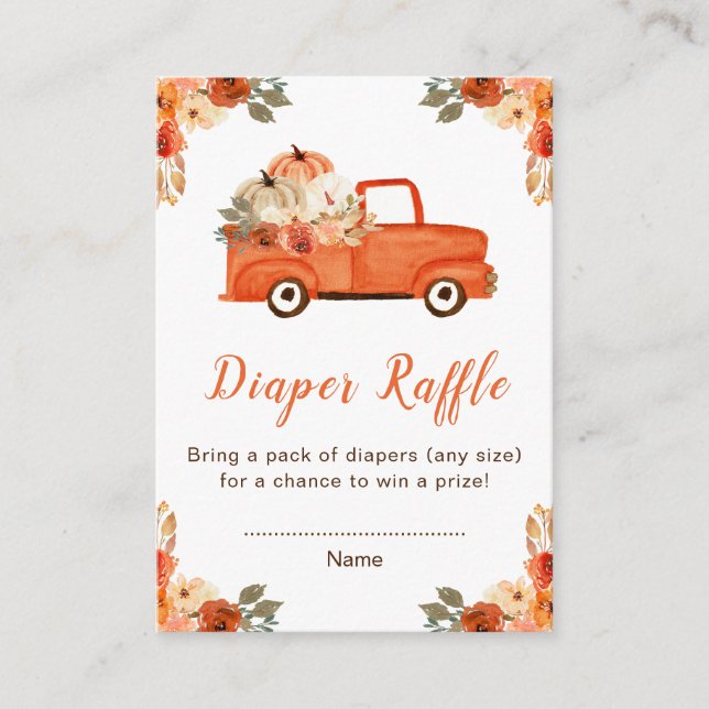 Carte D'accompagnement Baby shower de  de camion Citrouille floral (Devant)