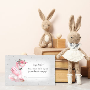 Carte D'accompagnement Baby shower de de couche de Flamant rose en argen