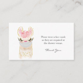 Carte D'accompagnement Baby shower de demande de masque faciale Lllama