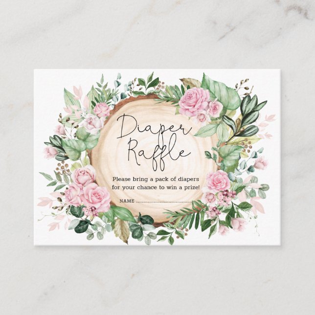 Carte D'accompagnement Baby shower de fleurs roses Reflets de couches (Devant)