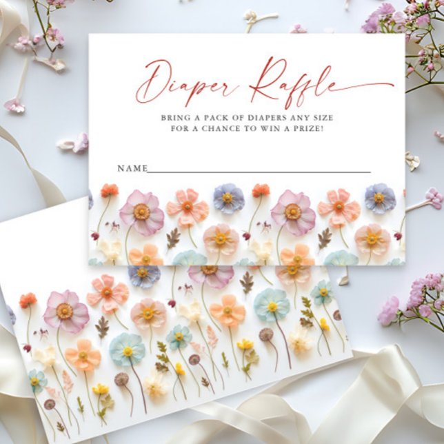 Carte D'accompagnement Baby Shower de Fleurs Sauvages Rose Pâle Tirage au (Créateur téléchargé)
