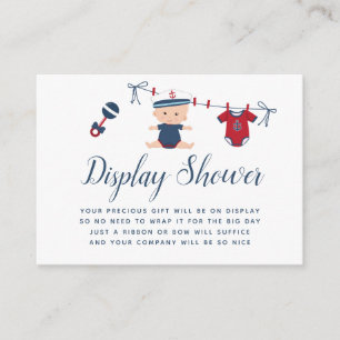 Carte D'accompagnement Baby shower de garçon nautique douche