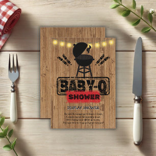 Carte D'accompagnement Baby shower de grillades rustique barbecue-bébé