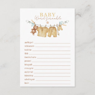 Carte D'accompagnement Baby shower de jeu Mot Bébé