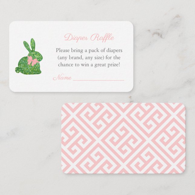 Carte D'accompagnement Baby shower de la fille de lapin de Boxwood Refle  (Devant / Derrière)