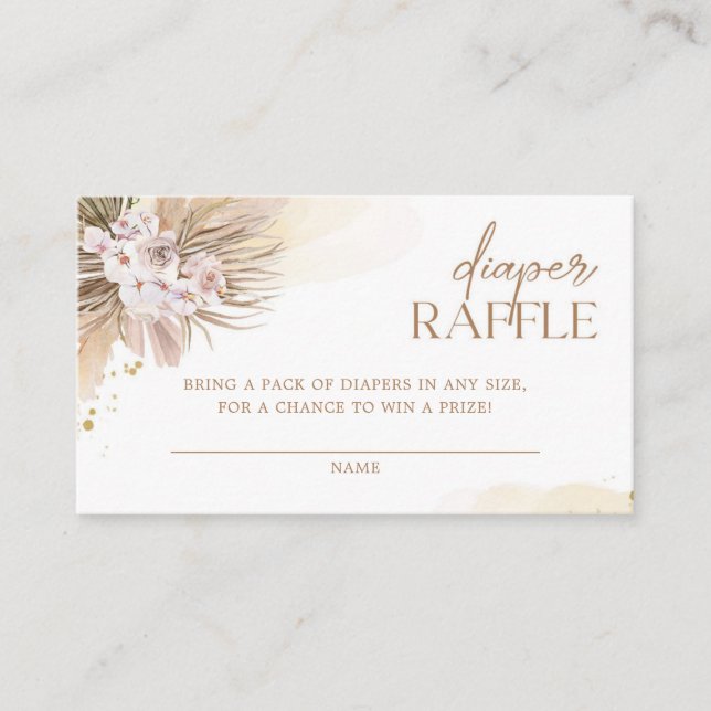 Carte D'accompagnement Baby shower de laiton Boho Diaper Pampas (Devant)