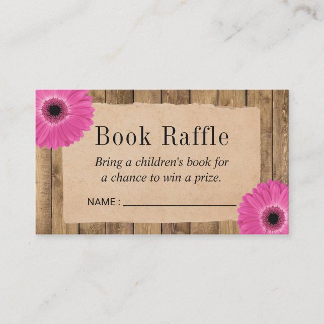 Carte D'accompagnement Baby shower de marguerite rustique Livre Raffle Bi (Devant)