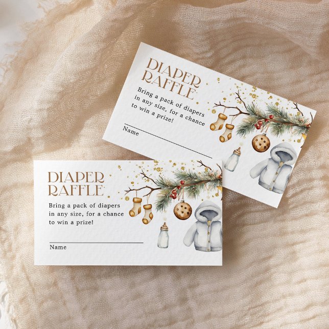 Carte D'accompagnement Baby shower de Noël de Diaper Raffle Boho (Créateur téléchargé)