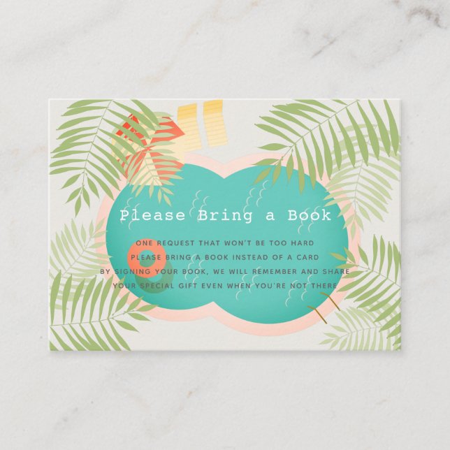 Carte D'accompagnement Baby shower de piscine tropicale Apportez un livre (Devant)