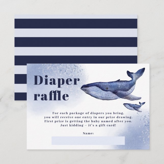 Carte D'accompagnement Baby shower de tombola de couche bleu marine (Devant / Derrière)