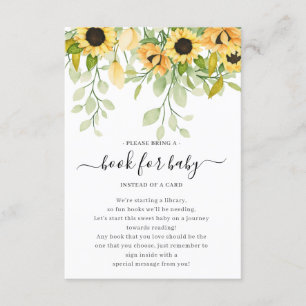 Carte D'accompagnement Baby shower de tournesol d'automne livre pour bébé