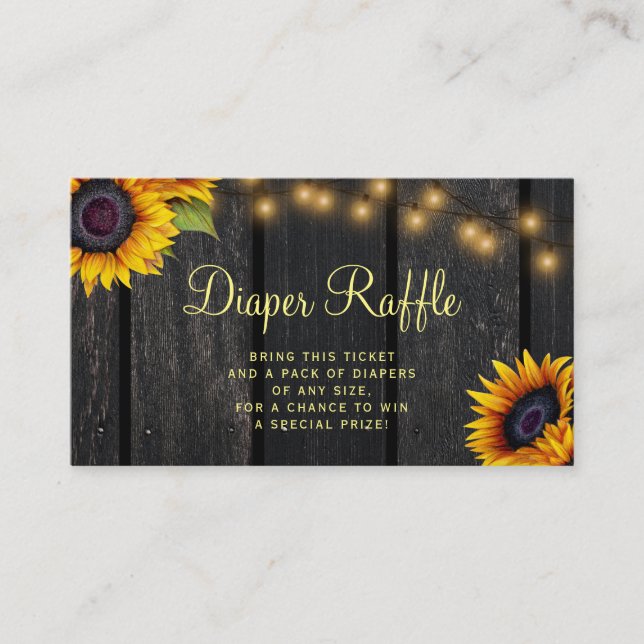Carte D'accompagnement Baby shower de tournesol de tombola (Devant)