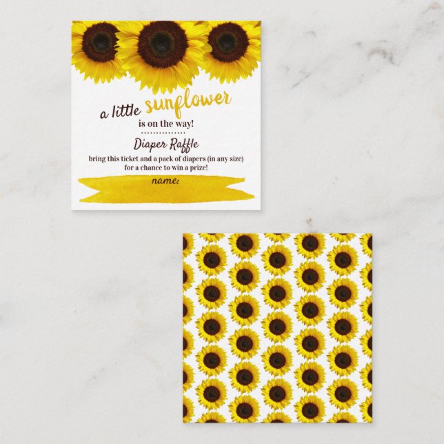 Carte D'accompagnement Baby shower de tournesol Déchets (Devant / Derrière)