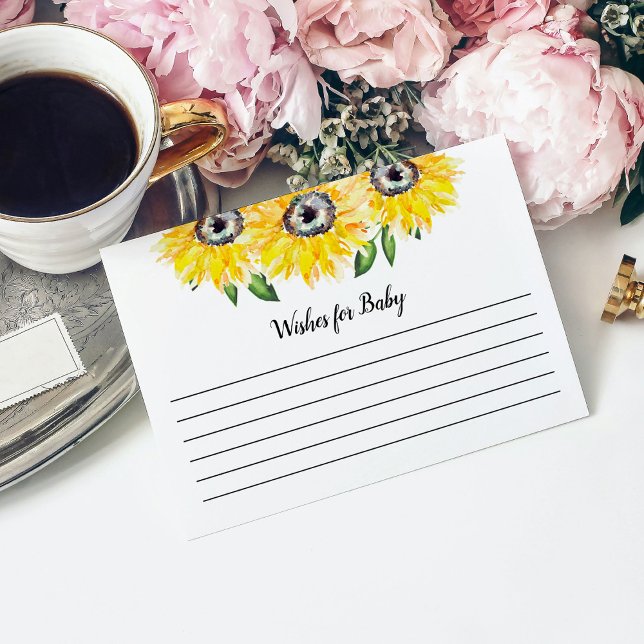 Carte D'accompagnement Baby shower de tournesol des souhaits pour bébé ru (Créateur téléchargé)