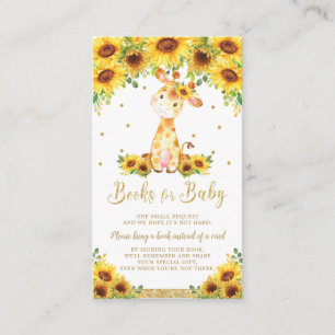 Carte D'accompagnement Baby shower de tournesol Giraffe Apportez un livre