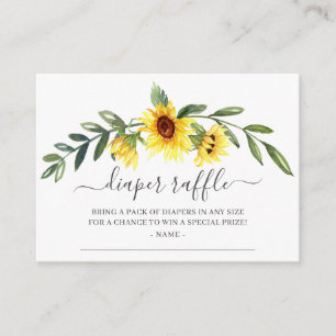 Carte D'accompagnement Baby shower de tournesol jaune Raffin de couche
