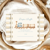 Baby shower de train d'aquarelle bleu Diapper Raff