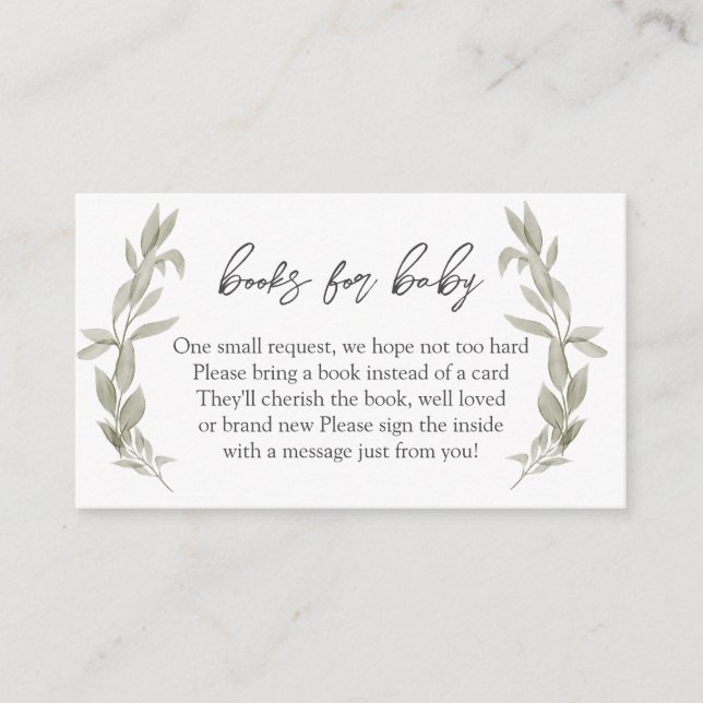 Carte D'accompagnement Baby shower de verdure Livres pour bébé, Réserver  (Devant)