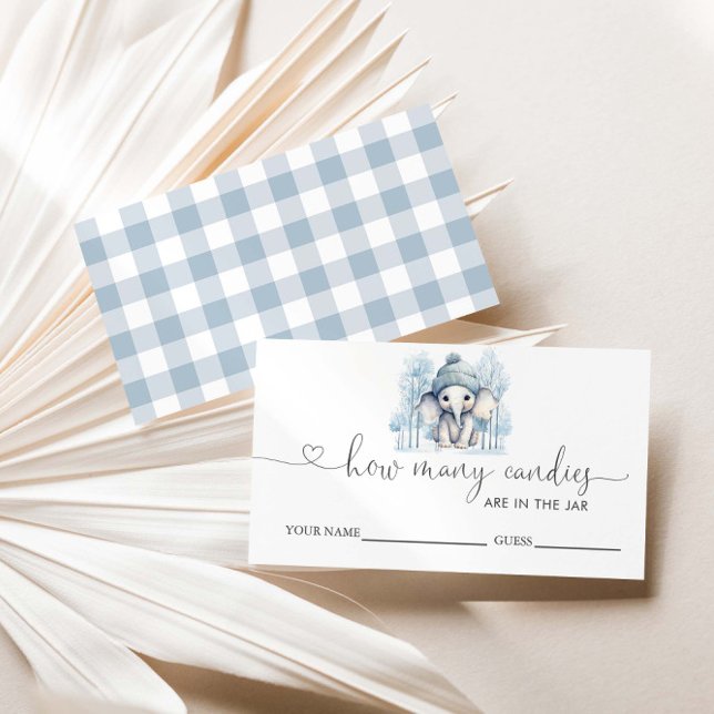 Carte D'accompagnement Baby shower d'éléphant d'hiver Devinez combien de  (Créateur téléchargé)