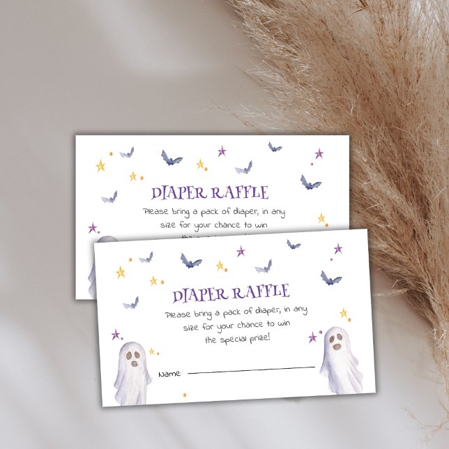 Carte D'accompagnement Baby shower d'Halloween au chapeau (Diaper Raffle Halloween Baby Shower Enclosure Card)