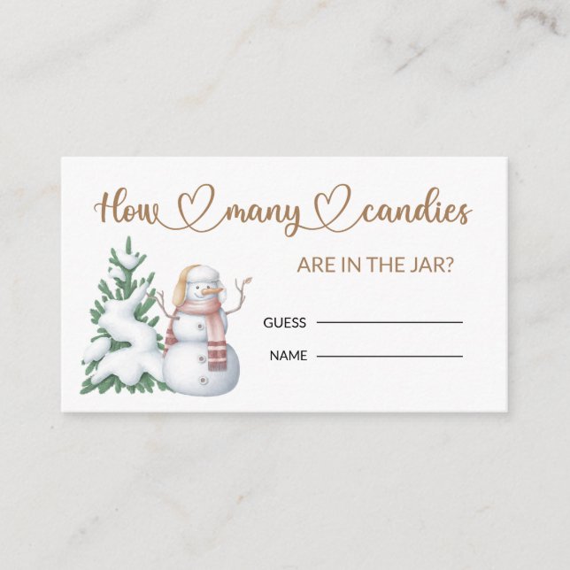 Carte D'accompagnement Baby shower d'hiver Devinez combien de bonbons (Devant)