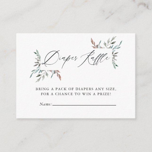 Carte D'accompagnement Baby shower d'hiver Rustique Verdure Raffle de cou (Devant)