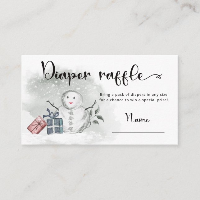Carte D'accompagnement Baby shower d'hiver tombola de couche (Devant)